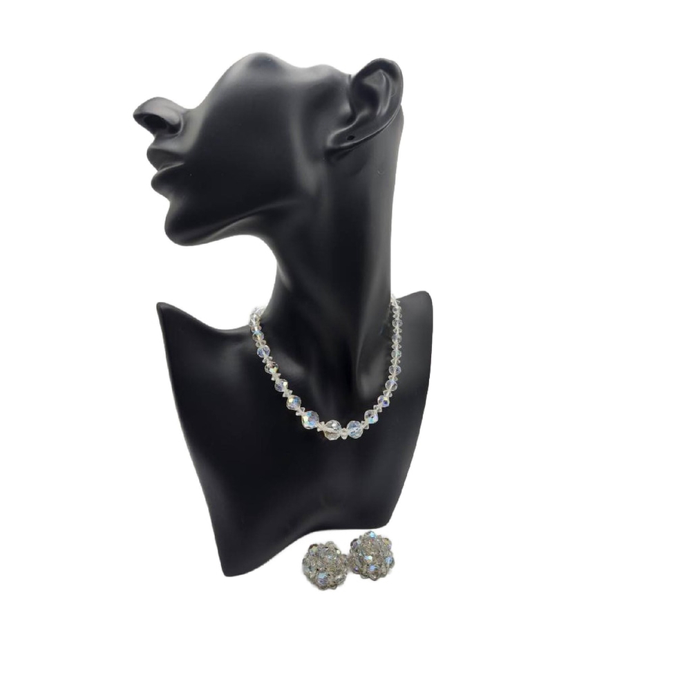 Vintage Aurora Borealis Choker Necklace and Earring Set - Picture 8 of 10